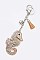 Puff Suede Sea Horse Crystal Key Chain