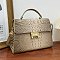 Quality " H " Metal Accent Crocodile Satchel