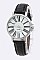 Fashionable Roman Dial Croc Embossed Band Classic Watch LA 04-4202