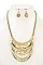 HAMMERED LINK BAR PENDANT NECKLACE SET
