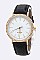 Trendy Crystal Bezel Leather Band Fashion Watch LA 04-4171