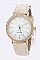 Trendy Crystal Bezel Leather Band Fashion Watch LA 04-4171