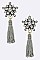 Posh Crystal Flower Cotton Tassel Iconic Earrings LAE3010Z