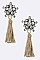 Posh Crystal Flower Cotton Tassel Iconic Earrings LAE3010Z