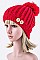 Trendy Button Accent Pom Pom Beanie LA-EMH8529