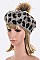 Leopard Print Fur Pom Winter Beret