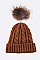 Pom Cable Knit Raccoon Fur Soft Beanie