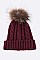 Pom Cable Knit Raccoon Fur Soft Beanie