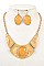 OVAL STONE BIB METAL LINK NECKLACE SET