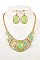 OVAL STONE BIB METAL LINK NECKLACE SET