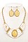 OVAL STONE BIB METAL LINK NECKLACE SET
