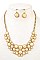 ROUND FACETED STONE BIB NECKLACE SET