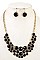 ROUND FACETED STONE BIB NECKLACE SET