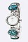 Stylish Oval Stones Bracelet Watch LA-575