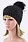 Pack of (12 Pieces) Assorted Pre Pack Classy Lurex Fur Pom Beanie LA-HT502