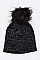 Pack of (12 Pieces) Assorted Pre Pack Classy Lurex Fur Pom Beanie LA-HT502