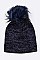 Pack of (12 Pieces) Assorted Pre Pack Classy Lurex Fur Pom Beanie LA-HT502