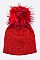 Pack of (12 Pieces) Assorted Pre Pack Classy Lurex Fur Pom Beanie LA-HT502