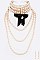 Convertible Layer Bow Pearl Choker Necklace Set