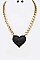 CRYSTAL HEART CHAIN STATEMENT NECKLACE SET