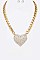 CRYSTAL HEART CHAIN STATEMENT NECKLACE SET