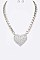 CRYSTAL HEART CHAIN STATEMENT NECKLACE SET