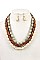 WOODEN BEAD BIB NECKLACE SET