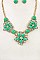 FLORAL STONE LINK BIB NECKLACE SET
