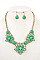 FLORAL STONE LINK BIB NECKLACE SET