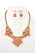 FLORAL STONE LINK BIB NECKLACE SET