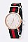 Stripped Strap Iconic Fashion Watch - Rose/Goldd LA-SS001
