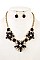FLORAL STONE LINK BIB NECKLACE SET