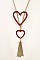 TASSEL PENDANT DOUBLE HEART NECKLACE SET