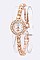 Chic Crystal Heart Station Strap Petite Round Watch LA-001