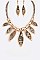 LEATHER INSET ANIMAL PRINT NECKLACE SET