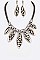 LEATHER INSET ANIMAL PRINT NECKLACE SET