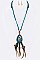 Teardrop Shell & Feather Ornate Pendant Necklace Set