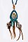 Teardrop Shell & Feather Ornate Pendant Necklace Set