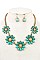 FLORAL STONE LINK BIB NECKLACE SET