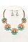 FLORAL STONE LINK BIB NECKLACE SET