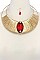 STYLISH GOLD WIRED CHOKER GEMSTONE ACCENT FASHION NECKLACE SET JYJSN2163