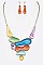 MIXED JEWELS ENAMEL STATEMENT NECKLACE SET