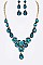 FLOWER CRYSTAL STATEMENT NECKLACE SET