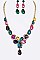 FLOWER CRYSTAL STATEMENT NECKLACE SET