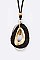 WRAPPED FAUX LEATHER PENDANT NECKLACE SET