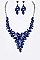LEAFY SAPPHIRE CRYSTAL STATEMENT NECKLACE SET