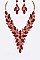COLORED CRYSTAL LEAF STATEMENT NECKLACE SET