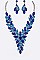 COLORED CRYSTAL LEAF STATEMENT NECKLACE SET