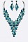 COLORED CRYSTAL LEAF STATEMENT NECKLACE SET