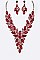 COLORED CRYSTAL LEAF STATEMENT NECKLACE SET